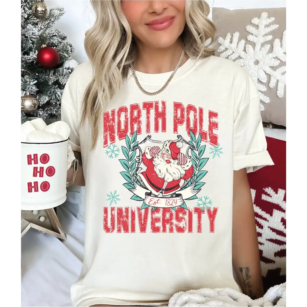 North Pole University Comfort Colors Shirt Christmas Collage Shirt Santa Family T-Shirt Christmas Gifts Santa