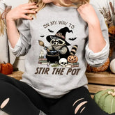 On My Way to Stir the Pot halloween Sweatshirt Halloween Raccoon Hoodie Funny Raccoon Shirt,Pumpkin Shirt Horror