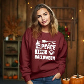 Peace Love Halloween Sweatshirt Halloween Wizard Sweatshirt Mens Womens Halloween Hoodie SAS1608 - Physical