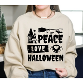 Peace Love Halloween Sweatshirt Halloween Wizard Sweatshirt Mens Womens Halloween Hoodie SAS387 - Physical