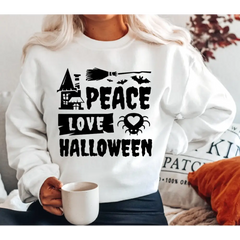 Peace Love Halloween Sweatshirt Halloween Wizard Sweatshirt Mens Womens Halloween Hoodie SAS387 - Physical