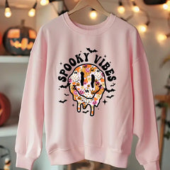 Retro Halloween Melting Face Sweatshirt Smiley Halloween Season,Spooky Vibes Tee Halloween Pumpkin Shirt,Funny