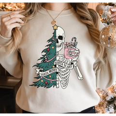 Sorta Merry Sorta Scary Sweatshirt and Hoodie Funny Christmas Sweatshirt Cute Spooky Season Sweater Christmas Skeleton