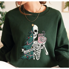Sorta Merry Sorta Scary Sweatshirt and Hoodie Funny Christmas Sweatshirt Cute Spooky Season Sweater Christmas Skeleton