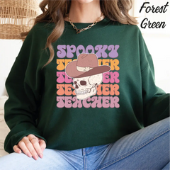 Spooky Teacher Halloween Sweatshirt,Teacher Gift for Halloween Halloween gift Retro Halloween