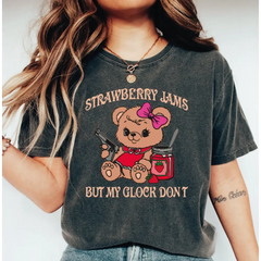 Strawberry Jams But My Glock Don’t Shirt Comfort Colors Funny Bear Shirt Funny Meme Shirt LS901 - Physical