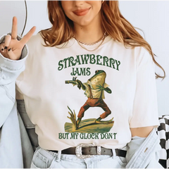 Strawberry Jams But My Glock Don’t Shirt Comfort Colors Funny Frog Shirt Funny Meme Shirt LS838 - Physical