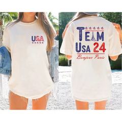 Team USA 2024 Comfort Colors Shirt USA Supporter Tshirt Usa Team 24 Bonjour Paris Shirt American Team Shirt Patriotic