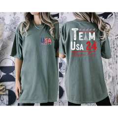 Team USA 2024 Comfort Colors Shirt USA Supporter Tshirt Usa Team 24 Bonjour Paris Shirt American Team Shirt Patriotic