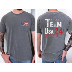Team USA 2024 Comfort Colors Shirt USA Supporter Tshirt Usa Team 24 Bonjour Paris Shirt American Team Shirt Patriotic