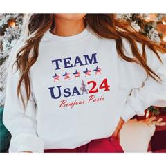 Team USA Sweatshirt USA Supporter Hoodie Usa Team Sweatshirt Bonjour Paris Sweatshirt Patriotic Sweater L023 - Physical