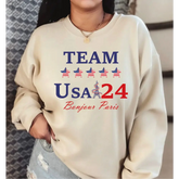 Team USA Sweatshirt USA Supporter Hoodie Usa Team Sweatshirt Bonjour Paris Sweatshirt Patriotic Sweater L023 - Physical