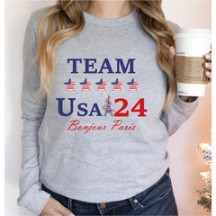Team USA Sweatshirt USA Supporter Hoodie Usa Team Sweatshirt Bonjour Paris Sweatshirt Patriotic Sweater L023 - Physical