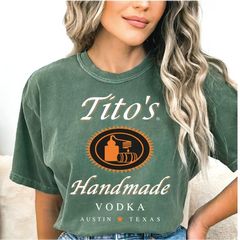 Tito’s Handmade Vodka Comfort Colors Shirt Tito Crewneck Shirt Austin Texas Label Shirt Vodka Alcohol Shirt Tito’s