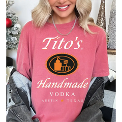 Tito’s Handmade Vodka Comfort Colors Shirt Tito Crewneck Shirt Austin Texas Label Shirt Vodka Alcohol Shirt Tito’s