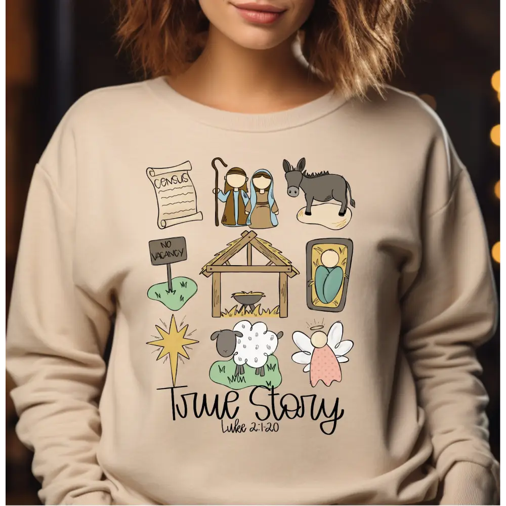 True Story Faith Based Christmas Sweatshirt Nativity Story Sweatshirt Jesus Christmas Sweatshirt Religious Christmas