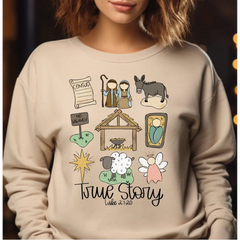 True Story Faith Based Christmas Sweatshirt Nativity Story Sweatshirt Jesus Christmas Sweatshirt Religious Christmas