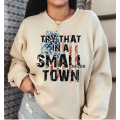 Try That In A Small Town I Stand With Sweatshirt American Flag Quote Concert Sweatshirt Country Music Sweatshirt LS530