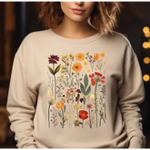 Vintage Style Cottagecore Sweatshirt Goblincore Sweater Boho Wildflowers Sweatshirt Women Floral Shirt LS664 - Physical