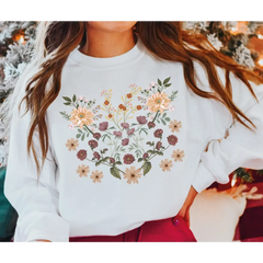 Vintage Style Wildflowers Graphic Sweatshirt for Women Vintage Style Boho Flowers Sweatshirt Christmas Mama Grma