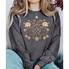 Vintage Style Wildflowers Graphic Sweatshirt for Women Vintage Style Boho Flowers Sweatshirt Christmas Mama Grma
