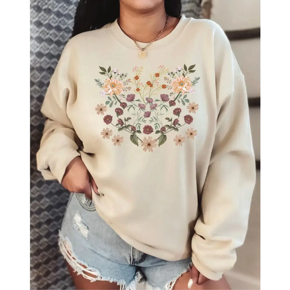 Vintage Style Wildflowers Graphic Sweatshirt for Women Vintage Style Boho Flowers Sweatshirt Christmas Mama Grma