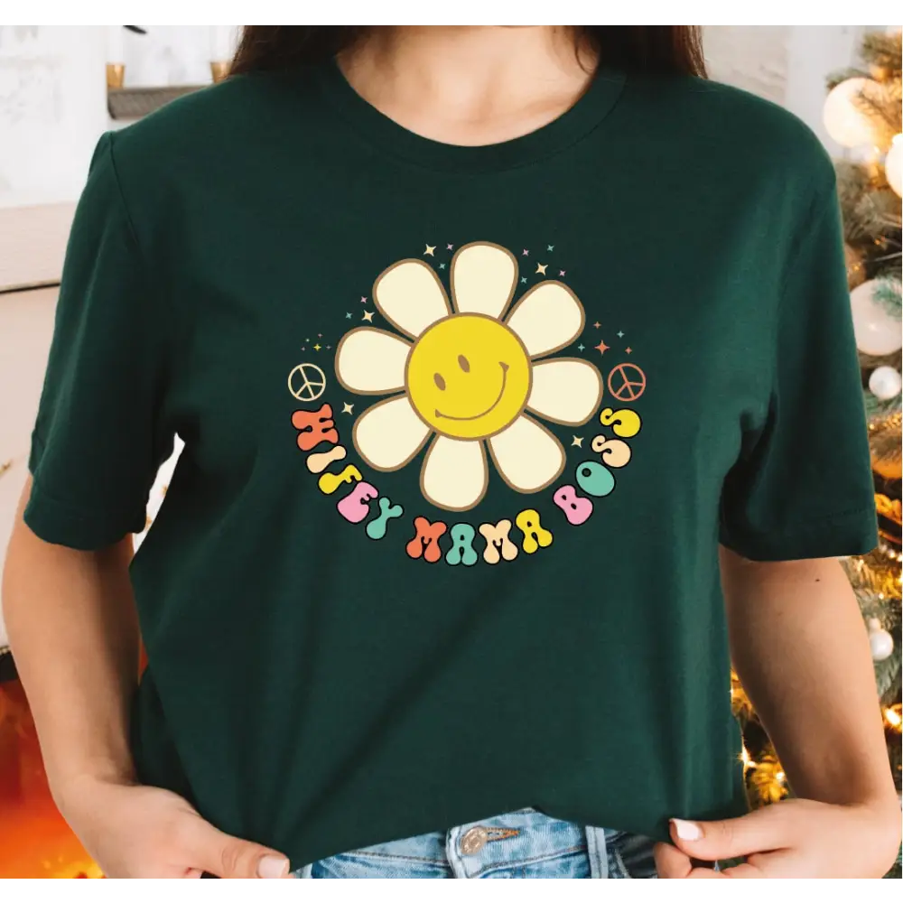 Wifey Mama Boss Shirt Retro Floral Mama T-shirt Mom Shirt for Mom for Mother’s Day Mama Graphic Tee Working Mom Gift