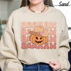 Baa Haw Pumpkin Halloween Sweatshirt Cowboy Girl Halloween Sweatshirt Halloween gift Retro Halloween