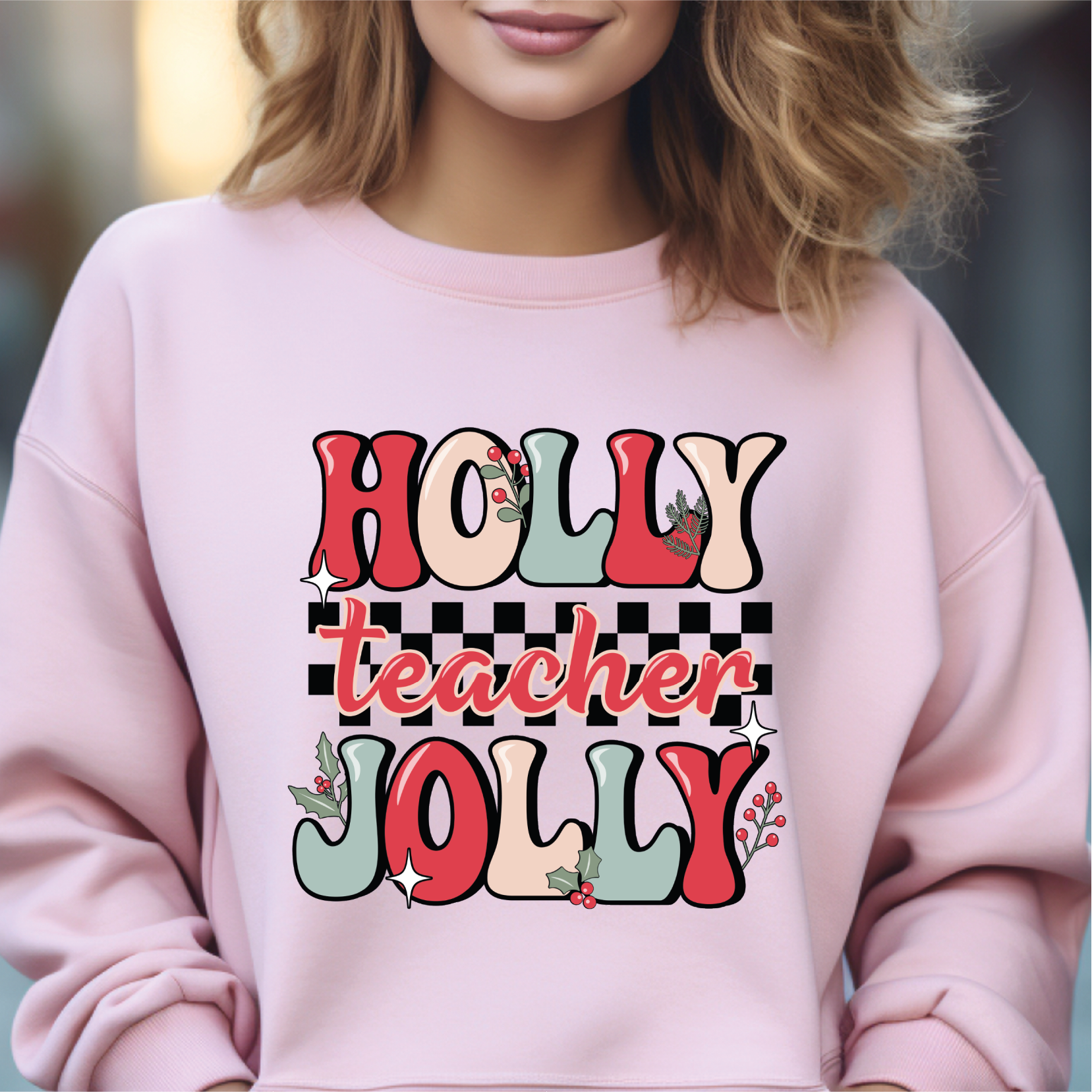 Holly Jolly Teacher Christmas Sweatshirt Gift for Teachers Christmas Gift Sweatshirt Christmas Sweatshirt For Teachers