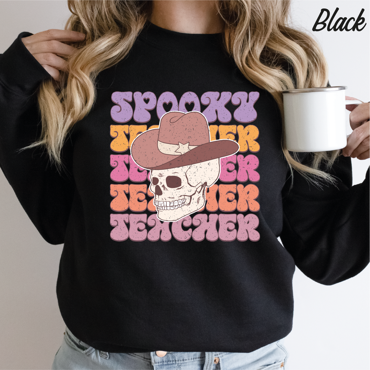 Spooky Teacher Halloween Sweatshirt,Teacher Gift for Halloween Halloween gift Retro Halloween Sweatshirt,cstmzn-hllwn-07