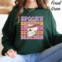 Spooky Teacher Halloween Sweatshirt,Teacher Gift for Halloween Halloween gift Retro Halloween Sweatshirt,cstmzn-hllwn-07