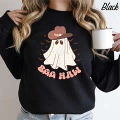 Baa Haw Halloween Sweatshirt Cowboy Girl Halloween Sweatshirt Halloween gift Retro Halloween Sweatshirt,cstmzn-hllwn-02