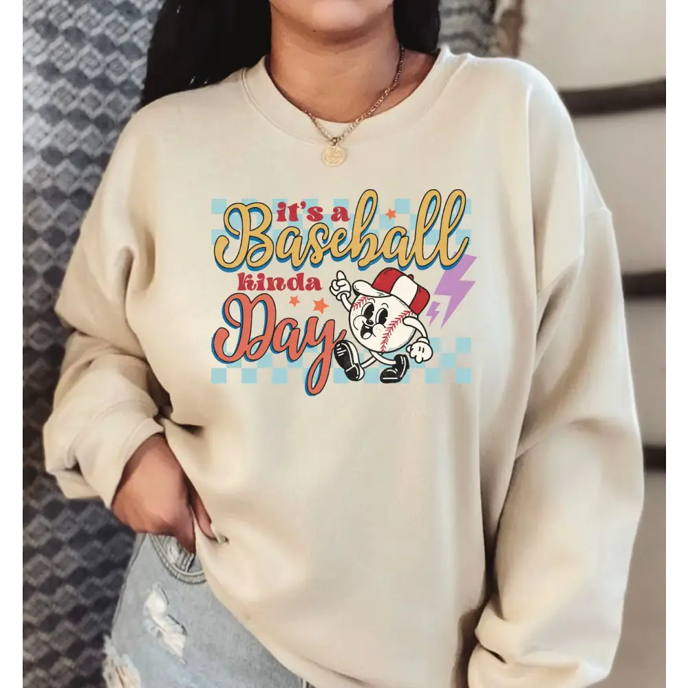 Baseball Game Day Sweatshirt and Hoodie Retro Game Day Hoodie It’s A Baseball Kinda Day Sweater Baseball Mom Sweater