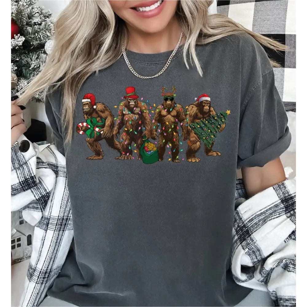 Bigfoot Christmas Lights comfort Colors Shirt Sasquatch Christmas Shirt Cute Christmas Family Shirt LS694 - Physical