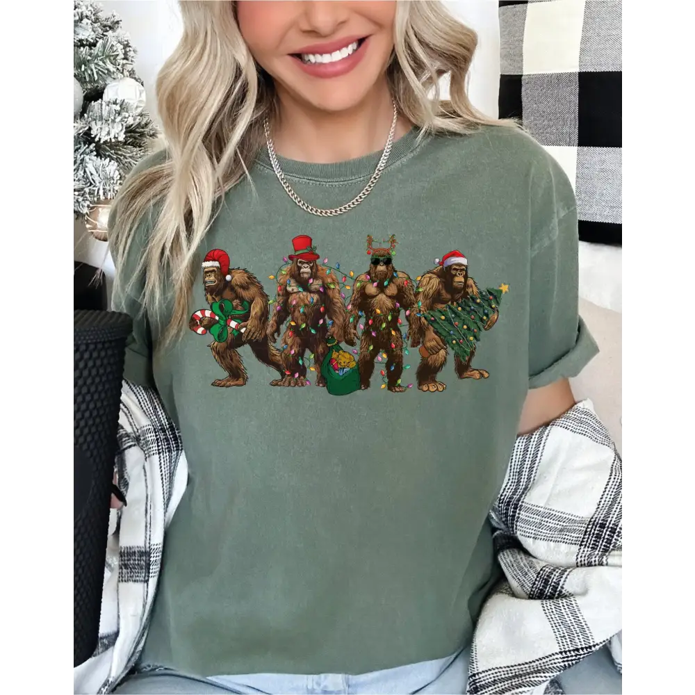 Bigfoot Christmas Lights comfort Colors Shirt Sasquatch Christmas Shirt Cute Christmas Family Shirt LS694 - Physical