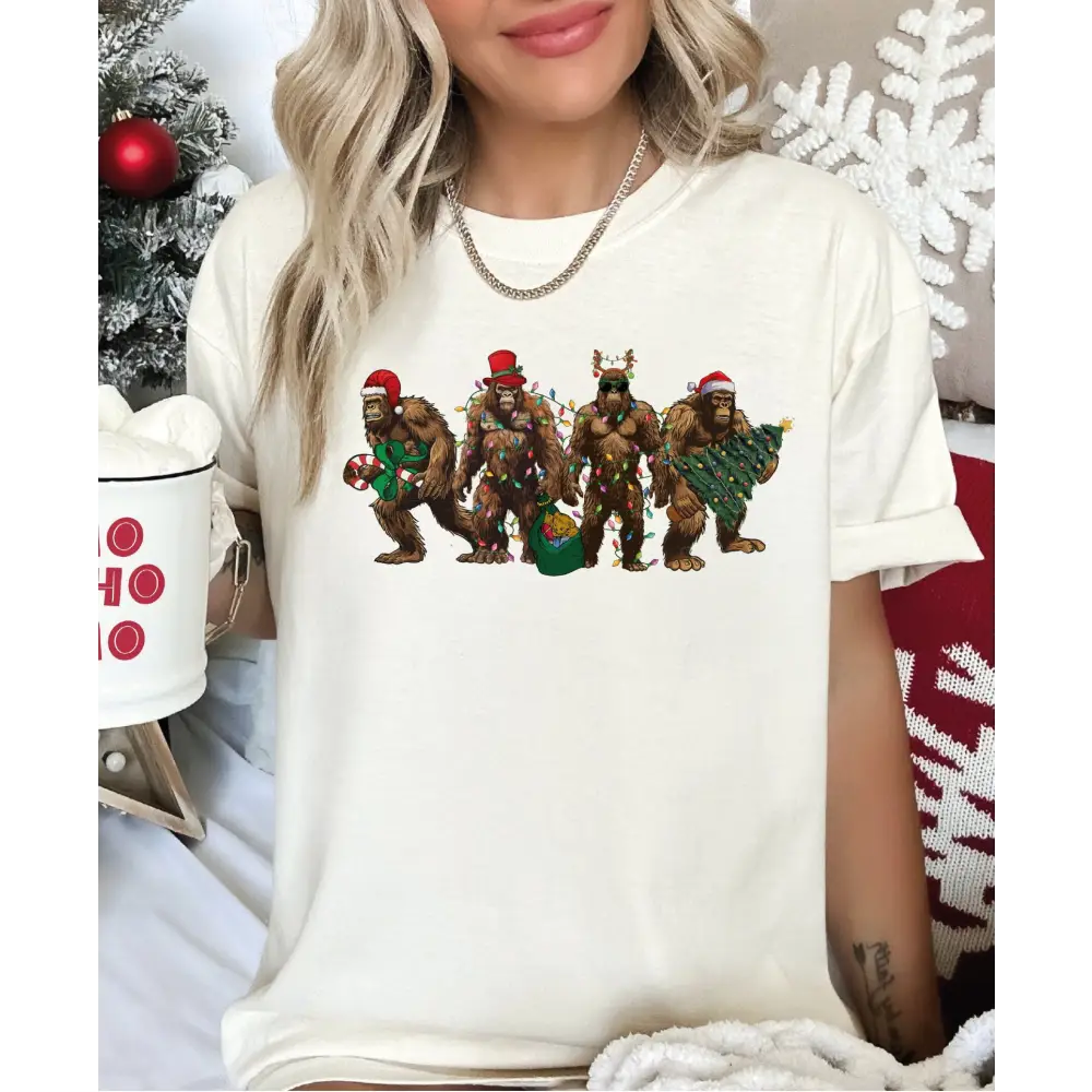 Bigfoot Christmas Lights comfort Colors Shirt Sasquatch Christmas Shirt Cute Christmas Family Shirt LS694 - Physical