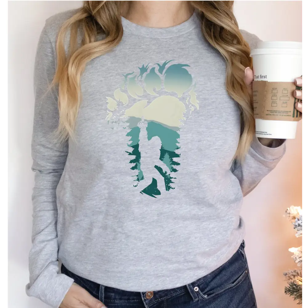 Bigfoot Sweatshirt Cute Bigfoot Sweatshirt Hiking Yeti Sasquatch Cool Vintage Shirt Gift-498 - Physical