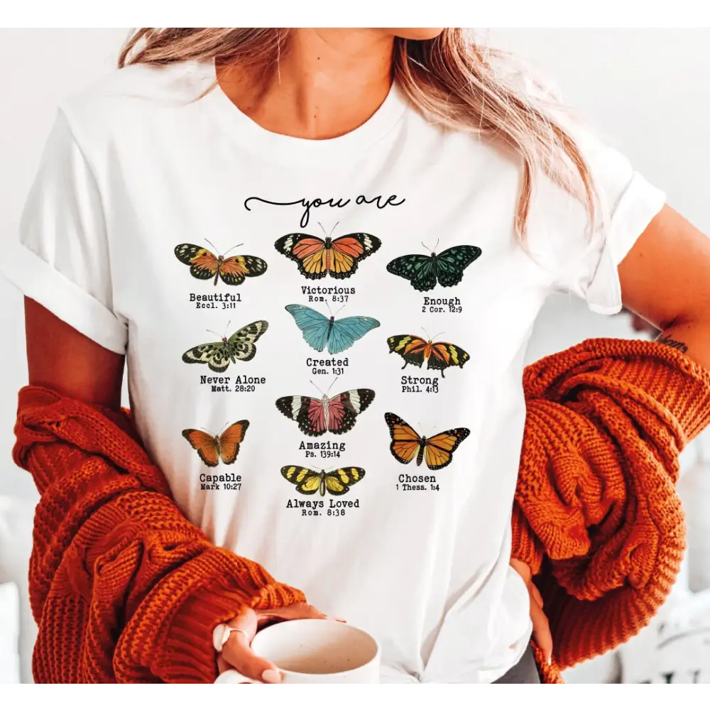 Butterfly Bible Verse Shirt Christian Women Shirt You Are Beautiful LS299 - Physical