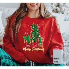 Christmas Cactus Sweatshirt Christmas Tree Sweatshirt Stocking Stuffer Hoodie Xmas Gift Idea Mom and Me Christmas