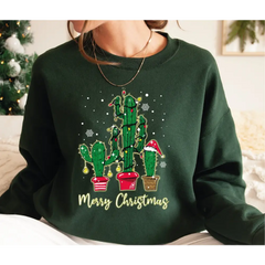 Christmas Cactus Sweatshirt Christmas Tree Sweatshirt Stocking Stuffer Hoodie Xmas Gift Idea Mom and Me Christmas