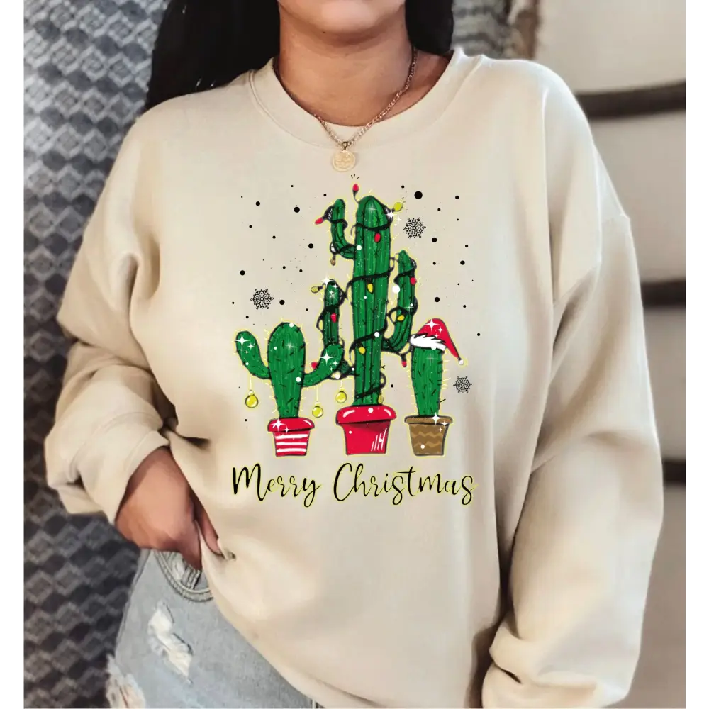 Christmas Cactus Sweatshirt Christmas Tree Sweatshirt Stocking Stuffer Hoodie Xmas Gift Idea Mom and Me Christmas