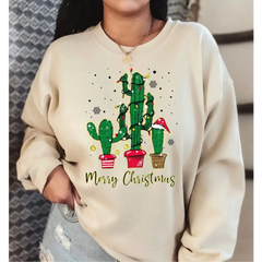 Christmas Cactus Sweatshirt Christmas Tree Sweatshirt Stocking Stuffer Hoodie Xmas Gift Idea Mom and Me Christmas