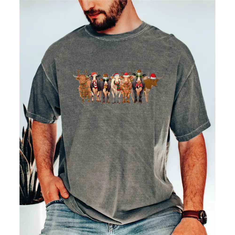 Christmas Cow Comfort Colors Shirt Funny Christmas Shirt Holiday Shirt Farm Christmas Shirt Christmas Cow Shirt LS740