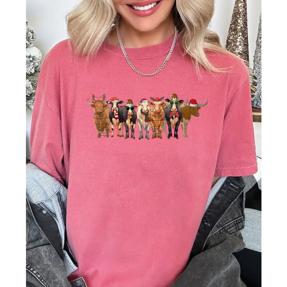 Christmas Cow Comfort Colors Shirt Funny Christmas Shirt Holiday Shirt Farm Christmas Shirt Christmas Cow Shirt LS740
