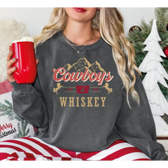 Cowboy and Whiskey Sweatshirt Western Sweatshirt Whiskey Sweatshirt Whiskey Western Gift-794 - Physical