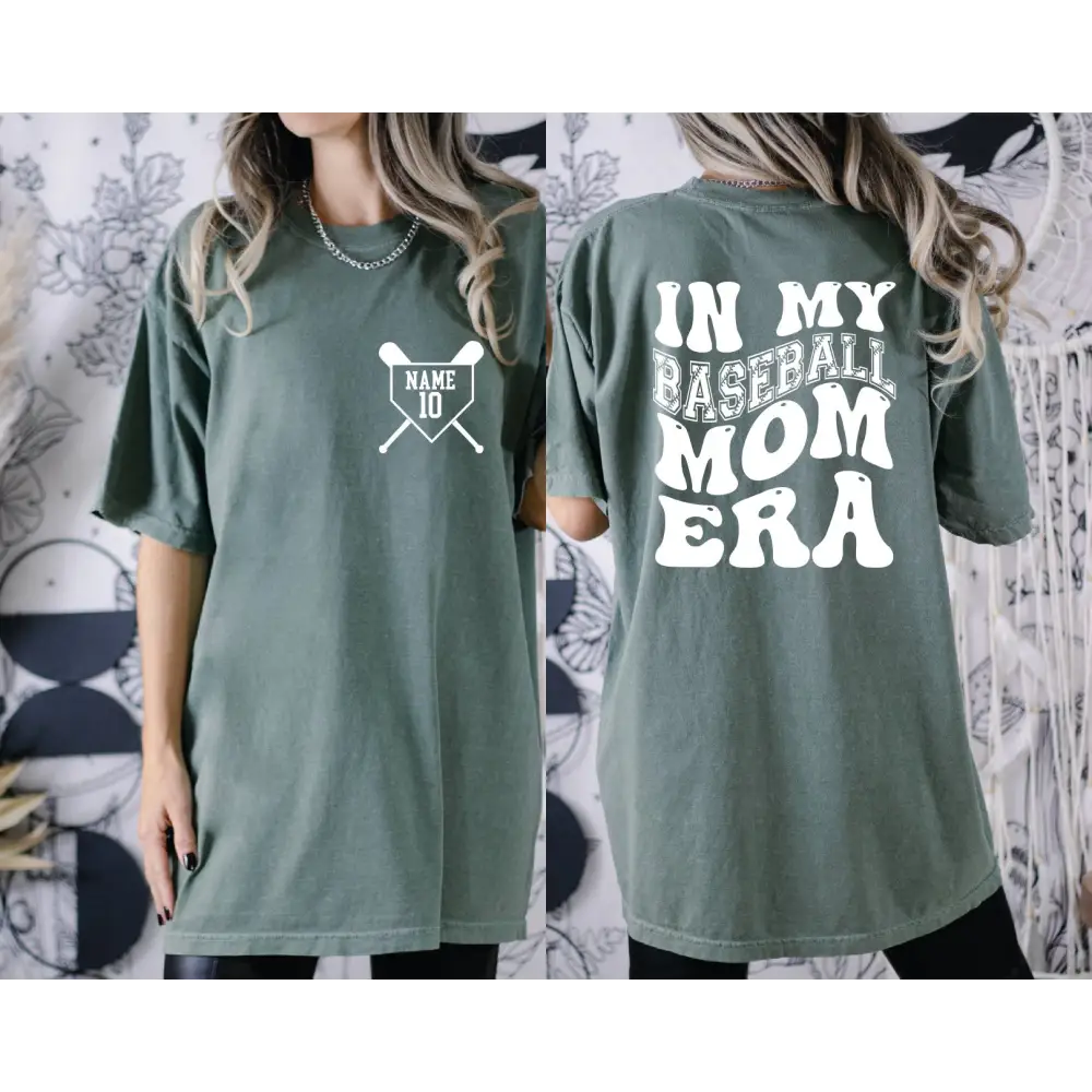 Custom Baseball Mom Comfort Colors Shirt In my Baseball Mom Era Shirt Baseball Numbers and Name Shirt Game Day Shirt