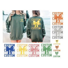 Custom Team Mascot Sweatshirt Game Day Sweatshirt Bow Mascot Sweatshirt Footbal Team Sweatshirt Cheer Mascot L058