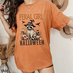 Feral Girl Halloween Comfort Colors T-Shirt,Fall Season Pumpkin Season,Retro Halloween Season Shirt Halloween