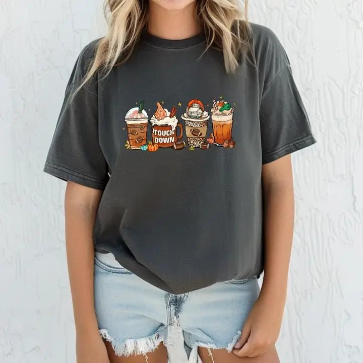 Football Coffee Cup Fall Season Comfort Colors Tshirt Fall Scarecrow Shirt Pumpkin Scarecrow Tshirt Happy Fall Yall