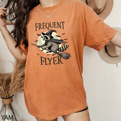 Frequent Flyer Comfort Colors T-Shirt Fall Season Pumpkin Season Funny Raccoon Halloween Shirt SAS1607 - Physical